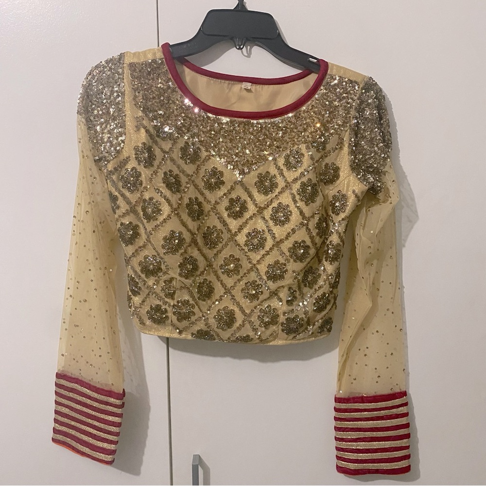 Gold Saree blouse/Lengha Top